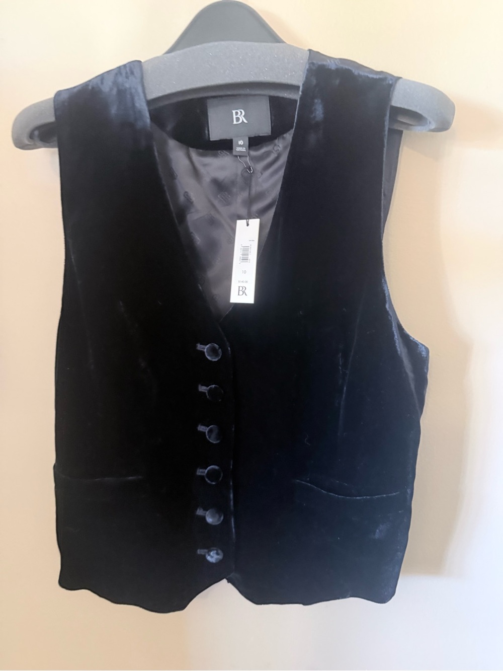 Banana Republic Black Velvet Button Vest